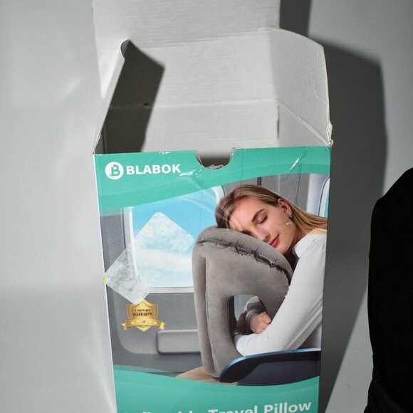 BLABOK Inflatable Travel Neck Pillow with Eye Mask & Earplugs – Black, Multifunc - Picture 3 of 5